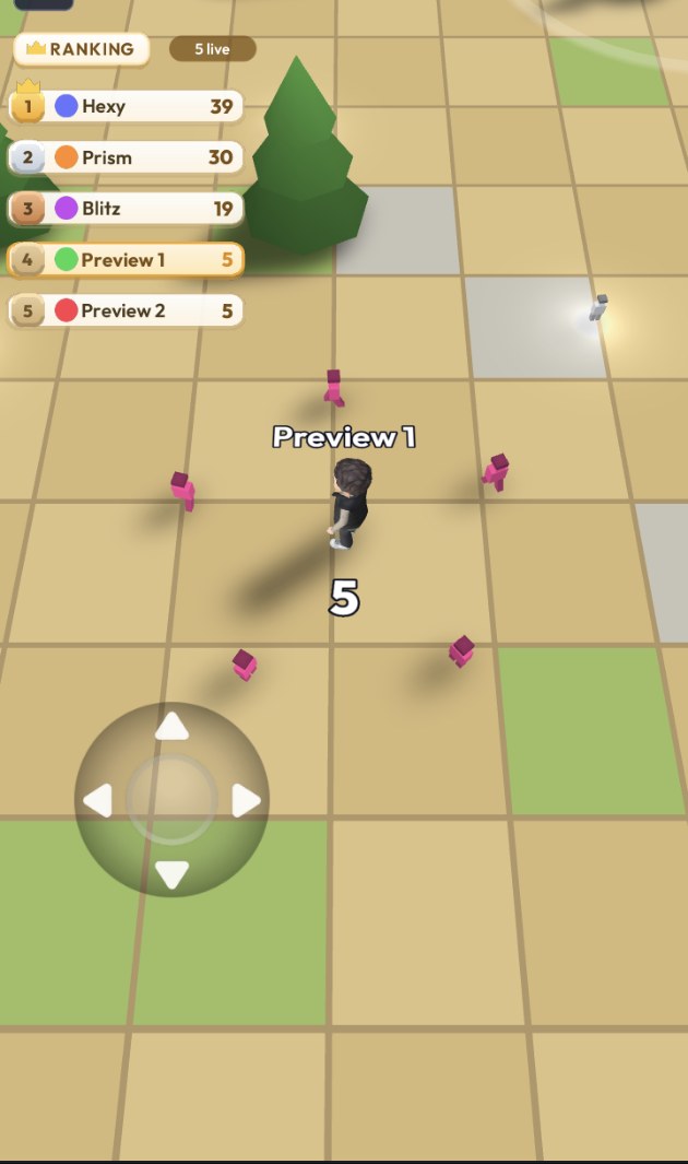 Tiles, trees and marching soldiers, every one of them generated by MeshBuilder at runtime